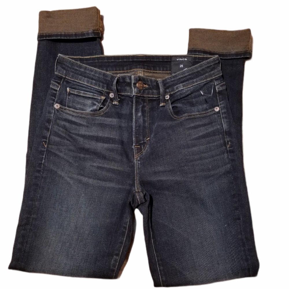 Wmn's VINCE Dark Blue Distressed Jeans (Size 25)